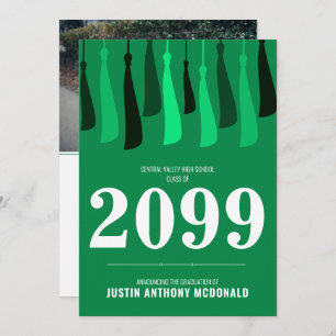 Fila verde de la invitación a graduación de fotos 