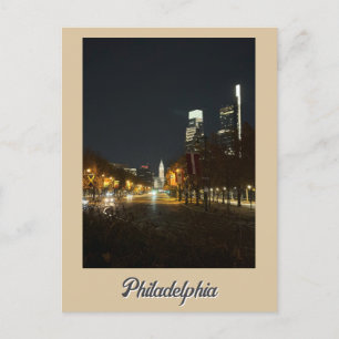 Filadelfia en la tarjeta postal nocturna