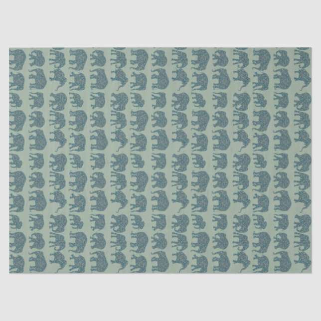 Filas del elefante de Paisley en el papel seda de (Anverso)
