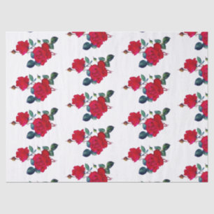 Filas del papel seda rojo de los rosas rojos