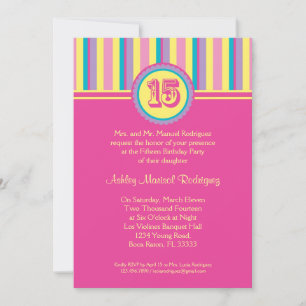 Filas modernas 15 cumpleaños Invitación Quinceañer