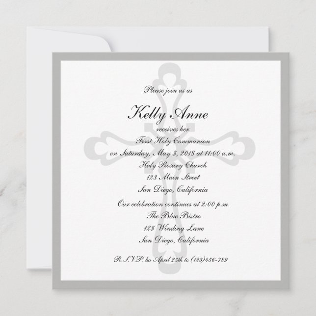 Filigrana religiosa de la cruz de la invitación (Anverso)