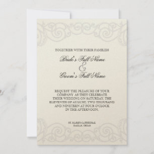 Filigree dorado, gris - Invitación a la boda