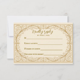 Filigree Fleur Wedding Tarjeta RSVP
