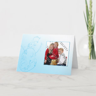 Filigree Snowman en tarjeta de Navidades fotográfi