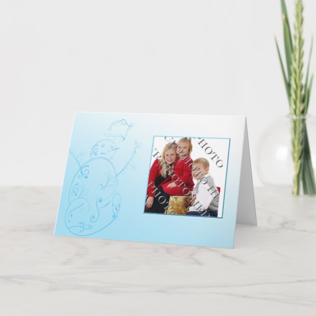 Filigree Snowman en tarjeta de Navidades fotográfi (Anverso)