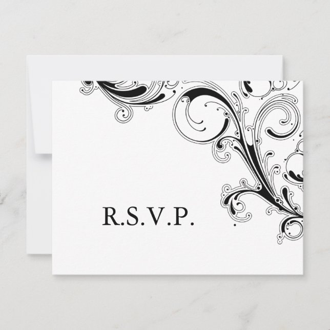 Filigree Swirl Black/White RSVP (Anverso)