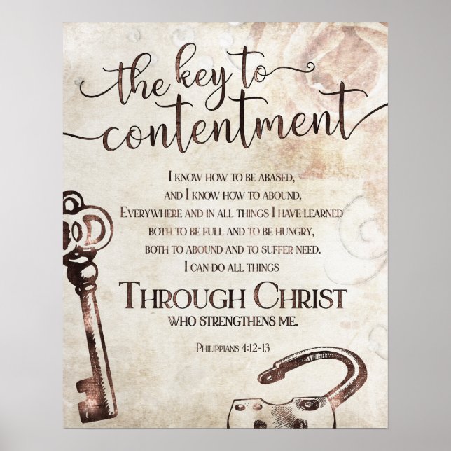 Filipinas 4:12 Arte de la Biblia de la tipografía  (Frente)