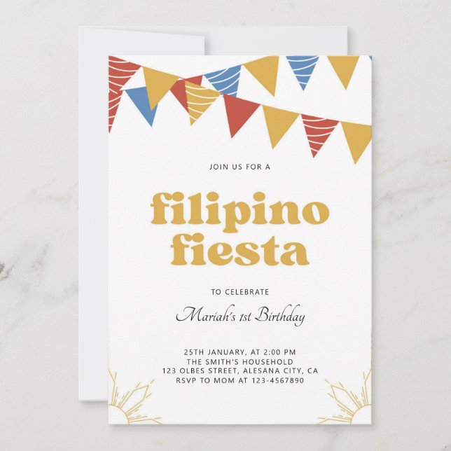 Filipinas: Invitación a la Fiesta Filipina Boho (Anverso)