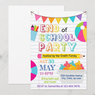 Fin de la invitación editable a Fiestas escolares,