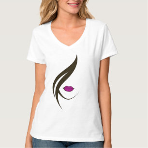 Fin de semana con la camiseta de cuello V femenina