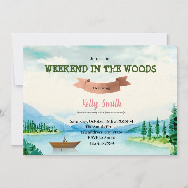 Fin de semana del lago en el bosque Invitación (Anverso)