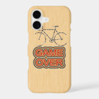 Fin del juego de ciclismo. Fondo de madera