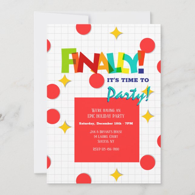 Finalmente es hora de la fiesta de Invitación (Anverso)