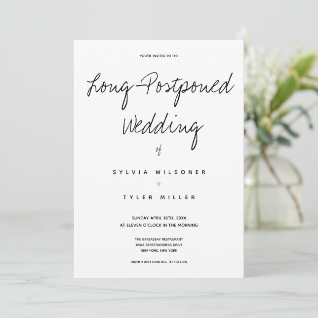 Finalmente ocurre la tipografía Boda mínima (Anverso de pie)