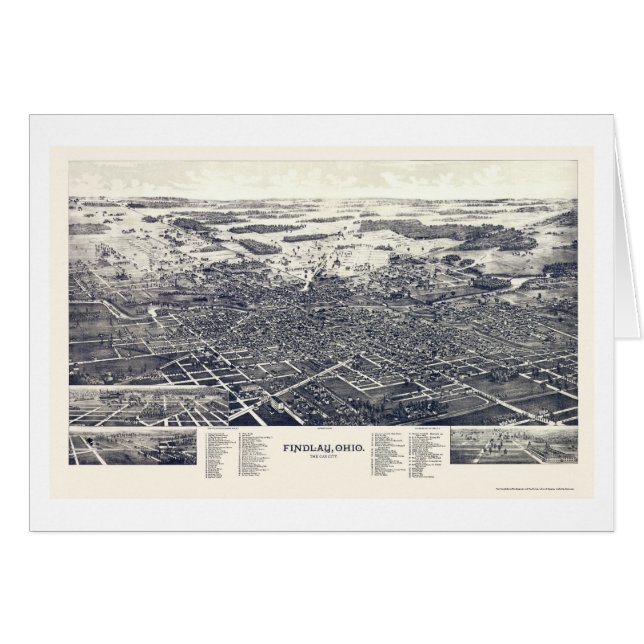 Findlay, mapa panorámico del OH - 1889 (Anverso (Horizontal))