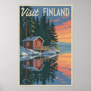 Finland Lago Viaje Arte Vintage
