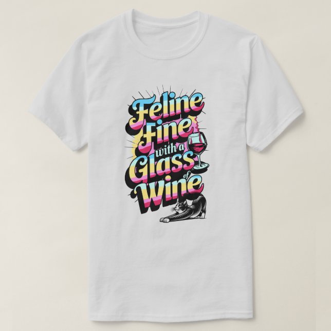 Fino felino con una camiseta de gato de vino (Diseño del anverso)