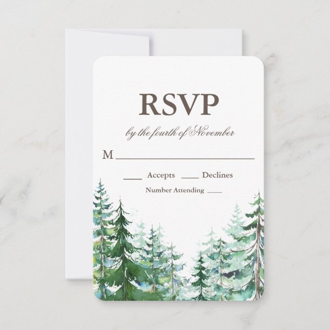 Fir Tree Rustic Wedtic Wedding RSVP (Anverso)