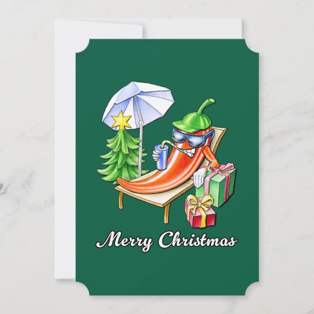 Fir vertical Verde Feliz Navidad Chili 5 x 7" (Anverso)