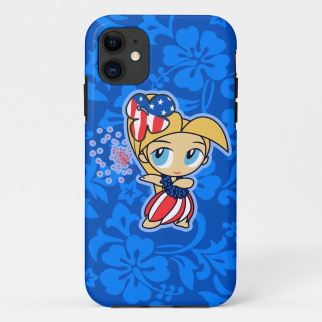 Firecraker Hula Chica Patriótico iPhone 5 Funda (Reverso)