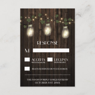 Firefly rústica + Vine Vineyard Wedding Tarjetas R