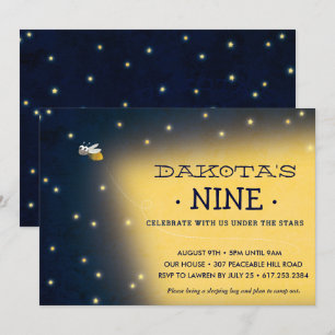 Firefly Sleepover Invitación al cumpleaños, tarjet
