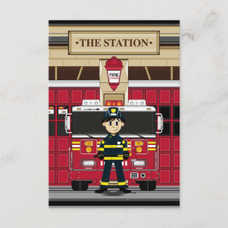Fireman con tarjeta RSVP del motor de fuego
