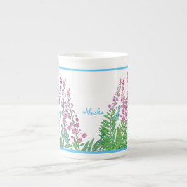 Fireweed y taza de té de Alaska de las nomeolvides