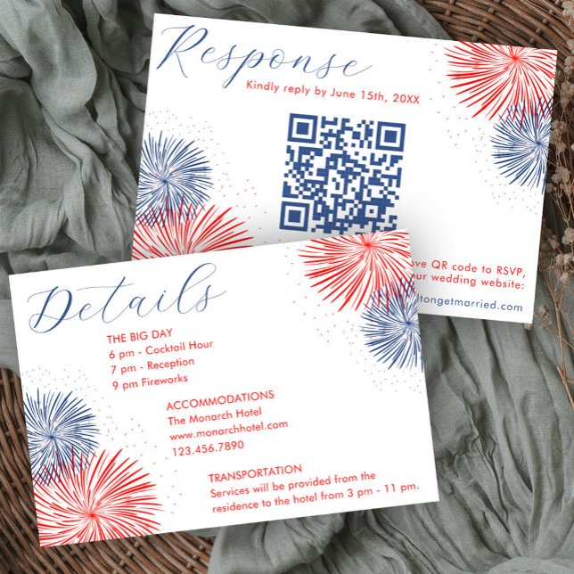 Fireworks & Forever RSVP & Details Cards (Subido por el creador)