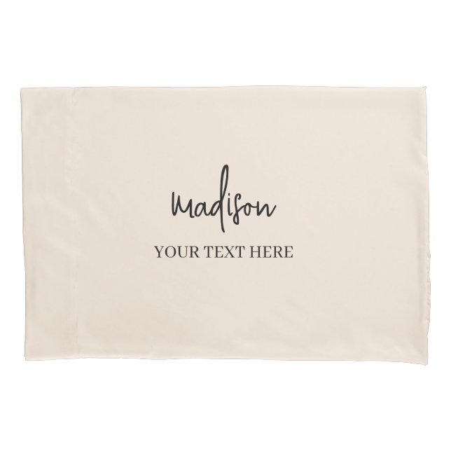Firma beige simple con Funda de almohada de texto (Anverso)