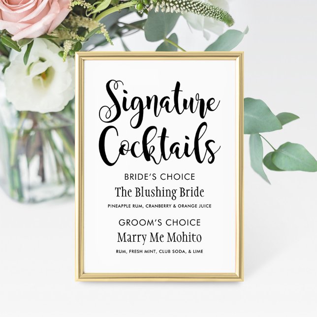 Firma Cócteles Boda de escritura negra moderna (Subido por el creador)