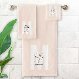 Firma de Moda moderna rosa Rubor monograma manuscr