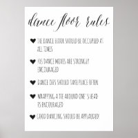 Firma de reglas de piso de baile | Decoración boda