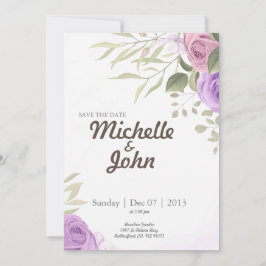 Firma Invitación a la boda Flor púrpura