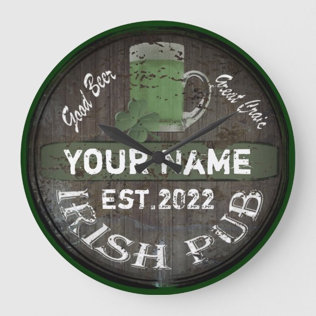 Firma personalizada de pub irlandés de reloj grand (Anverso)