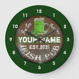 Firma personalizada de pub irlandés de reloj grand