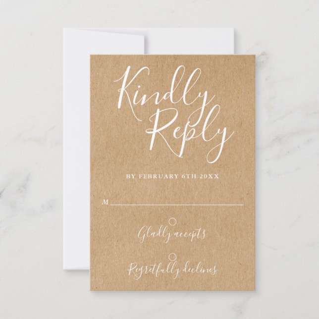 Firma Script Rustic Kraft RSVP (Anverso)