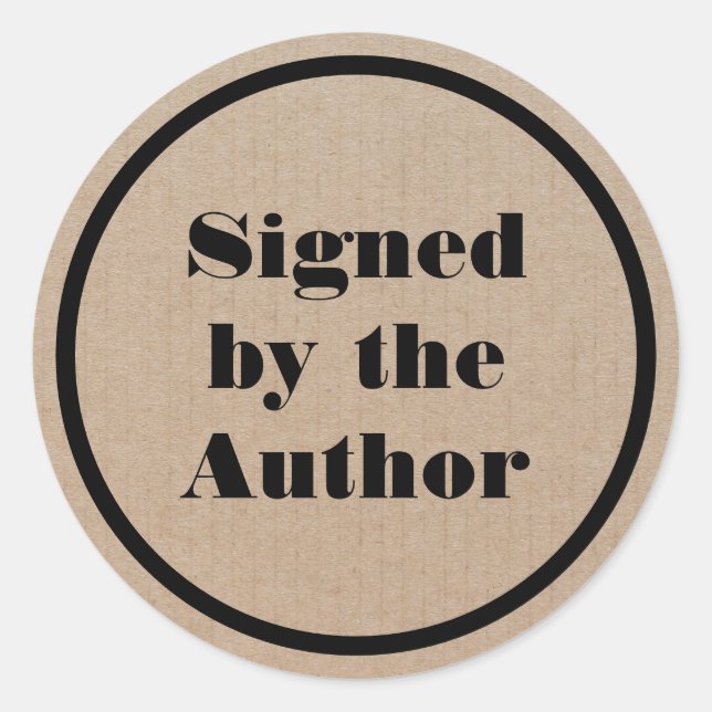 Firmado por el autor Kraft Classic Round Pegatina (Anverso)