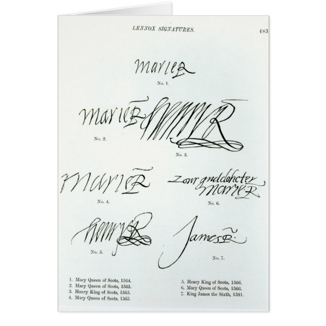 Firmas de la reina de Maria de escocés (Frente)