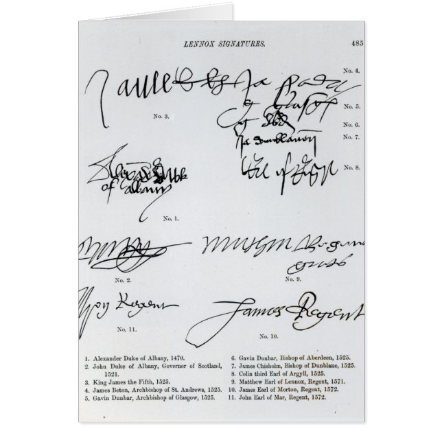 Firmas del escocés décimo quinto y del siglo XVI (Frente)