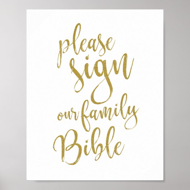 Firme nuestra Biblia familiar Señal de boda 8x10 (Frente)