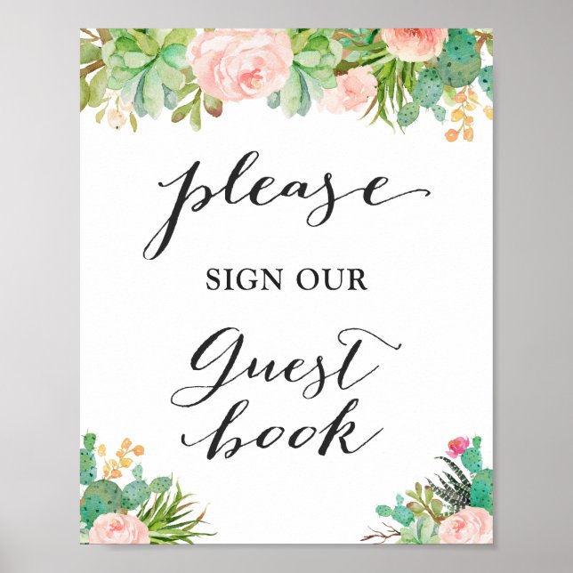 Firme nuestro libro de visitas | Flor de Cactus su (Frente)