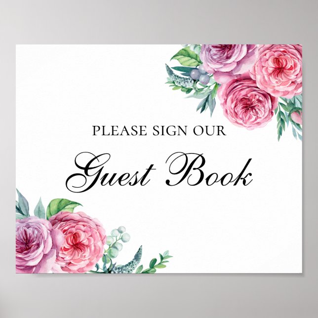 Firme nuestro libro de visitas impreso. Boda flore (Frente)