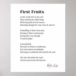 First Frutos poesía Inspiradora poster de arte mur