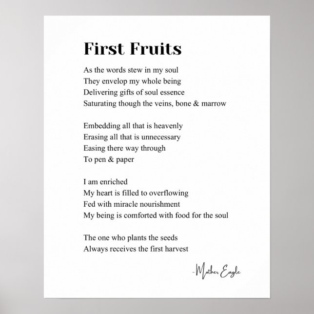 First Frutos poesía Inspiradora poster de arte mur (Frente)
