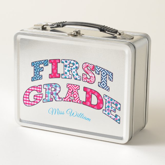 First Grade Personalized Metal Lunch Box Back to S (Anverso)