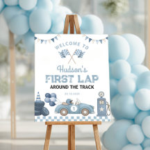 First Lap Boy Race Car Birthday Party Welcome Sign
