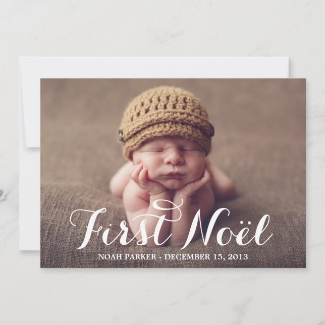 First Noel | Anuncio de nacimiento de vacaciones (Anverso)