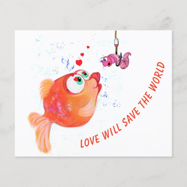 Fish and Worm Flyer Love Romantic Personalizado (Frente)